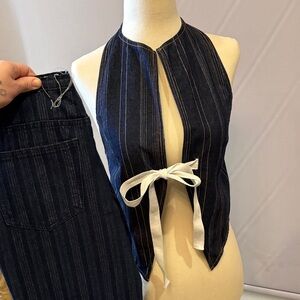 Striped Denim Vest with Bow Tie and matching jeans!